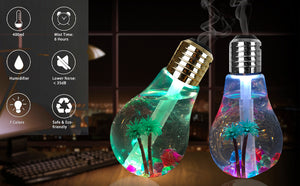 Mini USB Bulb Humidifier with Colorful LED Night Light – Aromatherapy Diffuser for Home, Office & Car