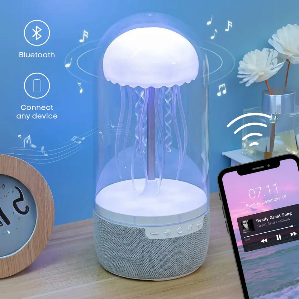 Jellyfish Bluetooth Speaker Lamp – Floating 3D LED Night Light, Color-Changing HiFi Stereo for Home Decor
