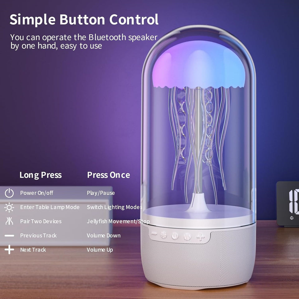Jellyfish Bluetooth Speaker Lamp – Floating 3D LED Night Light, Color-Changing HiFi Stereo for Home Decor