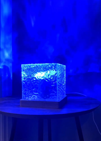 Water Ripple Cube Night Light – 16 Colors Crystal LED Table Lamp with Remote Control & USB Plug-in for Bedside