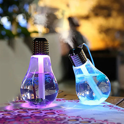 Mini USB Bulb Humidifier with Colorful LED Night Light – Aromatherapy Diffuser for Home, Office & Car