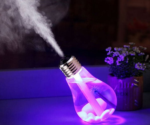 Mini USB Bulb Humidifier with Colorful LED Night Light – Aromatherapy Diffuser for Home, Office & Car