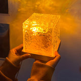Water Ripple Cube Night Light – 16 Colors Crystal LED Table Lamp with Remote Control & USB Plug-in for Bedside